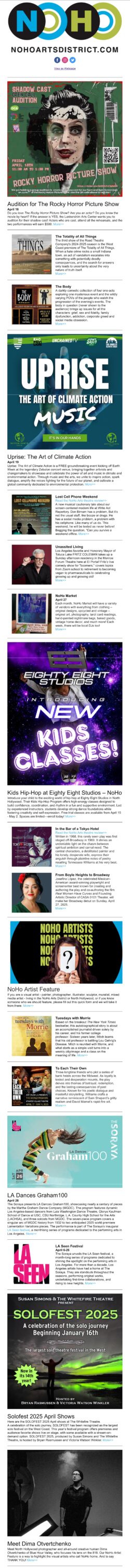 NoHo News for April 17 via www.nohoartsdistrict.com