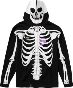 skeleton zip up hoodie